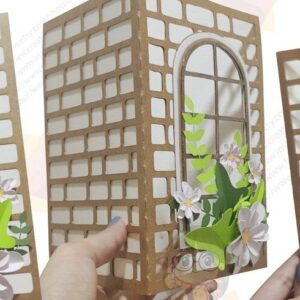Intra απο ξύλο plywood 3mm-4mm πάχος Ευχετήρια κάρτα λέιζερ με τρισδιάστατο παράθυρο Δίασταση 10x20 cm INTRAFABR-40525907 - Image 7