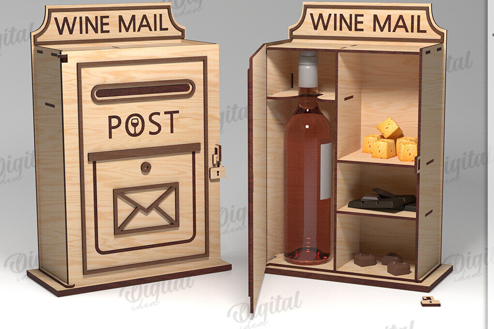 Intra απο ξύλο plywood 3mm-4mm πάχος 3D Wine and Treats Box Δίασταση 30x20 cm INTRAFABR-119262443