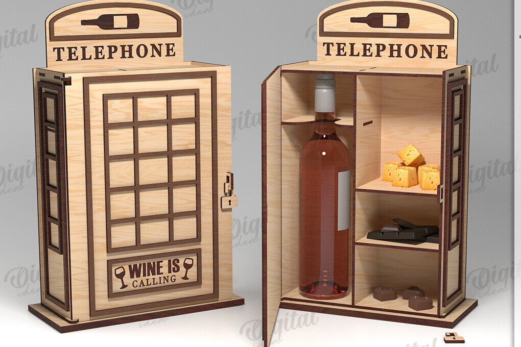 Intra απο ξύλο plywood 3mm-4mm πάχος 3D Wine and Treats Box Δίασταση 30x20 cm INTRAFABR-119262275