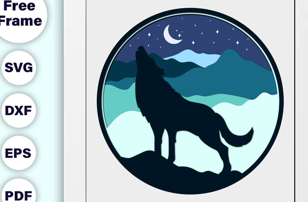 Intra απο ξύλο plywood 3mm-4mm πάχος 3D WOLF , WOLF Shadow Box Δίασταση 20x30 cm INTRAFABR-80875670