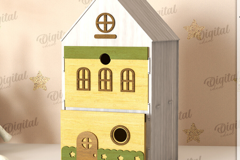 Intra απο ξύλο plywood 3mm-4mm πάχος 3D Ξύλινο Παιδικό Σπίτι Κουτί Δίασταση 30x20 cm INTRAFABR-120167271