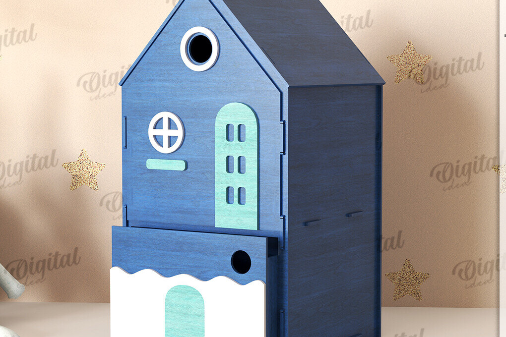 Intra απο ξύλο plywood 3mm-4mm πάχος 3D Ξύλινο Παιδικό Σπίτι Κουτί Δίασταση 30x20 cm INTRAFABR-120167185