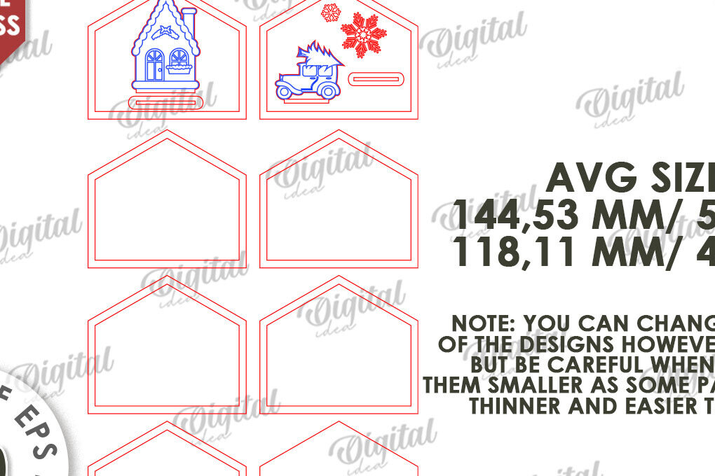 Intra απο ξύλο plywood 3mm-4mm πάχος Τρισδιάστατο ξύλινο χριστουγεννιάτικο σπίτι με λέιζερ Δίασταση 15x15 cm INTRAFABR-111132068 - Image 2