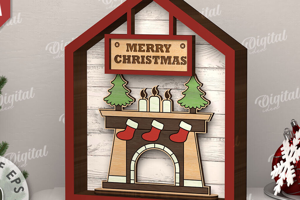 Intra απο ξύλο plywood 3mm-4mm πάχος Τρισδιάστατο ξύλινο χριστουγεννιάτικο σπίτι με λέιζερ Δίασταση 15x15 cm INTRAFABR-111131464