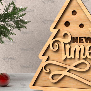 Intra απο ξύλο plywood 3mm-4mm πάχος 3D ξύλινο χριστουγεννιάτικο δέντρο Δίασταση 15x15 cm INTRAFABR-107771148 - Image 1