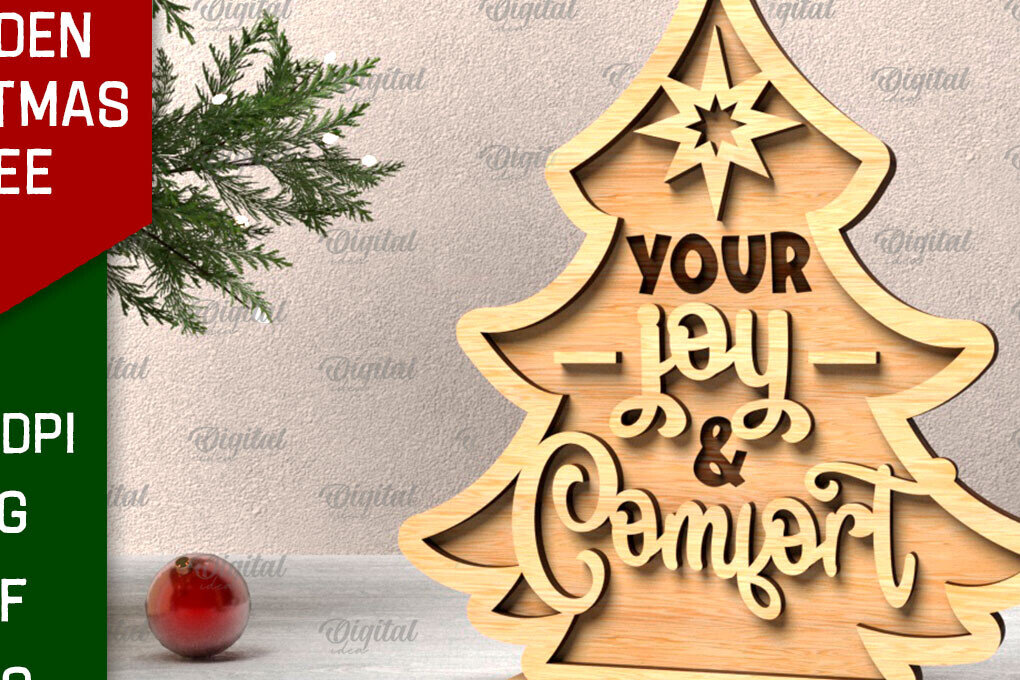 Intra απο ξύλο plywood 3mm-4mm πάχος 3D ξύλινο χριστουγεννιάτικο δέντρο Δίασταση 15x15 cm INTRAFABR-107770608