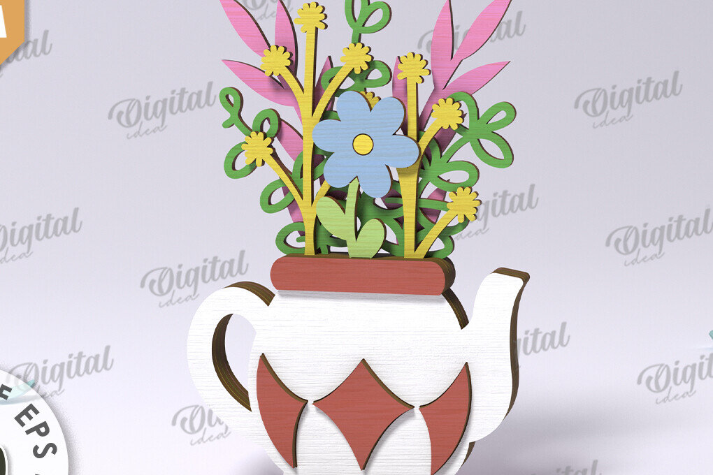 Intra απο ξύλο plywood 3mm-4mm πάχος 3D ξύλινο μπουκέτο λουλουδιών Δίασταση 30x20 cm INTRAFABR-118427604