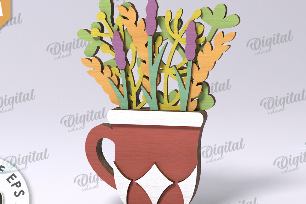 Intra απο ξύλο plywood 3mm-4mm πάχος 3D ξύλινο μπουκέτο λουλουδιών Δίασταση 30x20 cm INTRAFABR-118427648