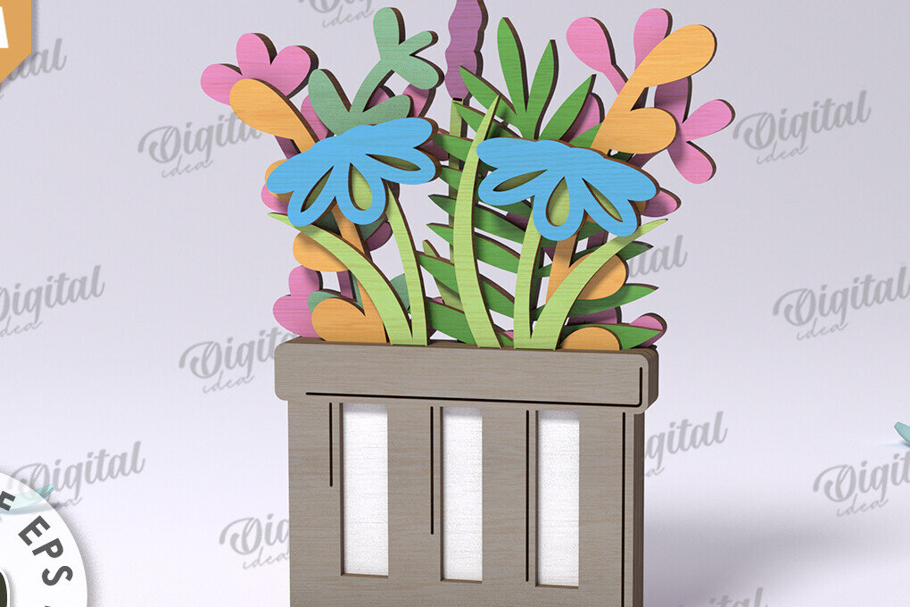 Intra απο ξύλο plywood 3mm-4mm πάχος 3D ξύλινο μπουκέτο λουλουδιών Δίασταση 30x20 cm INTRAFABR-118427684