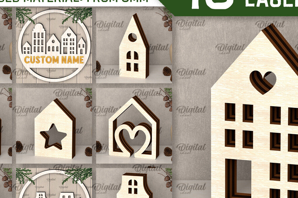 Intra απο ξύλο plywood 3mm-4mm πάχος Δέσμη κοπής με λέιζερ 3D ξύλινων σπιτιών Δίασταση 6x6 cm INTRAFABR-107561050