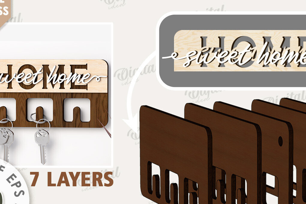 Intra απο ξύλο plywood 3mm-4mm πάχος Τρισδιάστατη Ξύλινη θήκη για κλειδί Δίασταση 30x20 cm INTRAFABR-113845965 - Image 2