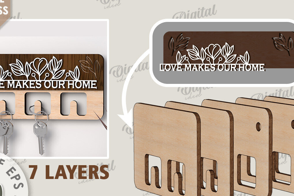 Intra απο ξύλο plywood 3mm-4mm πάχος Τρισδιάστατη Ξύλινη θήκη για κλειδί Δίασταση 30x20 cm INTRAFABR-113846264 - Image 2
