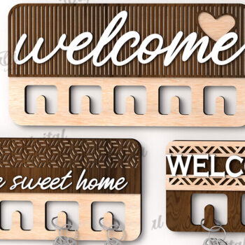 Intra απο ξύλο plywood 3mm-4mm πάχος Τρισδιάστατη δέσμη με ξύλινες θήκες για κλειδί Δίασταση 30x20 cm INTRAFABR-113927911 - Image 1