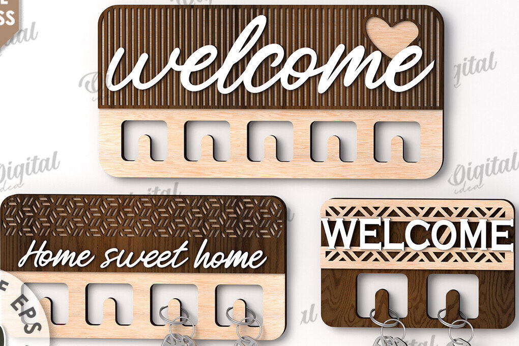 Intra απο ξύλο plywood 3mm-4mm πάχος Τρισδιάστατη δέσμη με ξύλινες θήκες για κλειδί Δίασταση 30x20 cm INTRAFABR-113927911