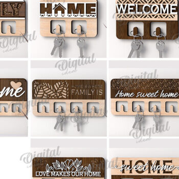 Intra απο ξύλο plywood 3mm-4mm πάχος Τρισδιάστατη δέσμη με ξύλινες θήκες για κλειδί Δίασταση 30x20 cm INTRAFABR-113927911 - Image 2