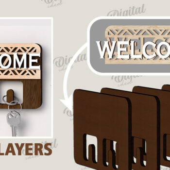 Intra απο ξύλο plywood 3mm-4mm πάχος Τρισδιάστατη δέσμη με ξύλινες θήκες για κλειδί Δίασταση 30x20 cm INTRAFABR-113927911 - Image 4