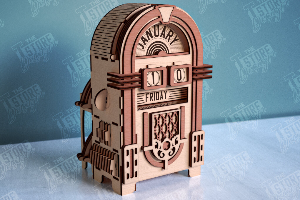 Intra απο ξύλο plywood 3mm-4mm πάχος 3D Ξύλινο παζλ Jukebox Ημερολόγιο | CNC Δίασταση 20x20 cm INTRAFABR-109580534