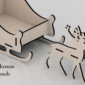 Intra απο ξύλο plywood 3mm-4mm πάχος 3D ξύλινο έλκηθρο Άγιου Βασίλη με ελάφια 272 Δίασταση 30x20 cm INTRAFABR-53991601 - Image 2