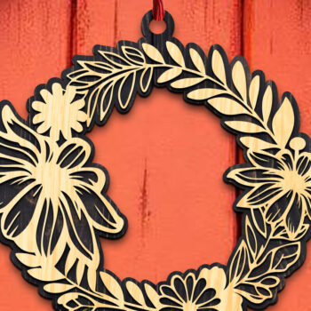 Intra απο ξύλο plywood 3mm-4mm πάχος Τρισδιάστατα στολίδια στεφάνι Δίασταση 8x8 cm INTRAFABR-119409728 - Image 2