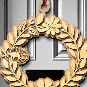 Intra απο ξύλο plywood 3mm-4mm πάχος Τρισδιάστατα στολίδια στεφάνι Δίασταση 8x8 cm INTRAFABR-119409728 - Image 5