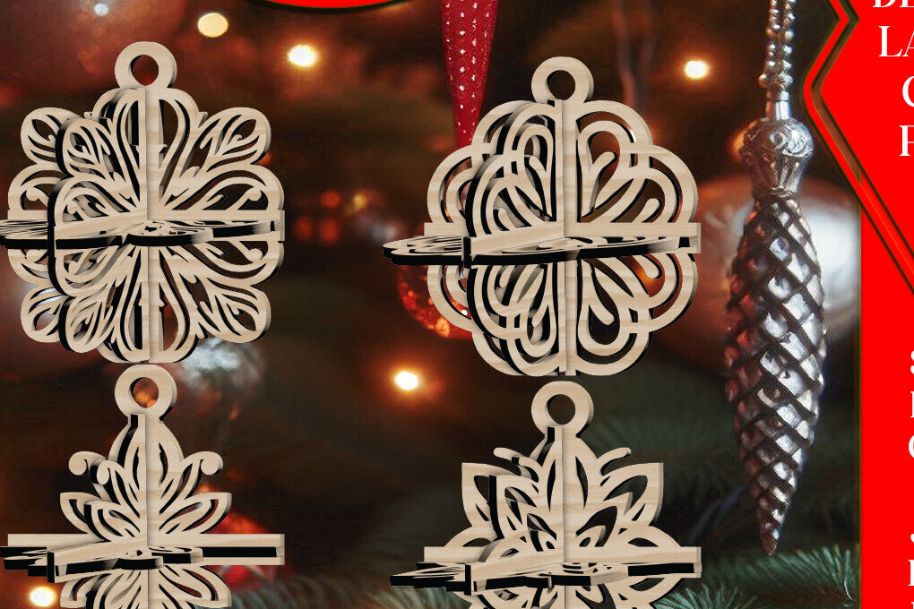 Intra απο ξύλο plywood 3mm-4mm πάχος 3D Χριστουγεννιάτικο 4Balls V22 Δίασταση 1x1 cm INTRAFABR-109318460