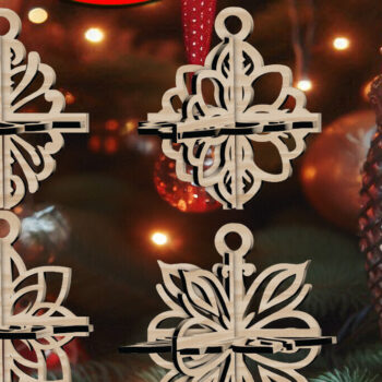 Intra απο ξύλο plywood 3mm-4mm πάχος 3D Χριστουγεννιάτικο 4Balls V23 Δίασταση 1x1 cm INTRAFABR-109318689 - Image 1