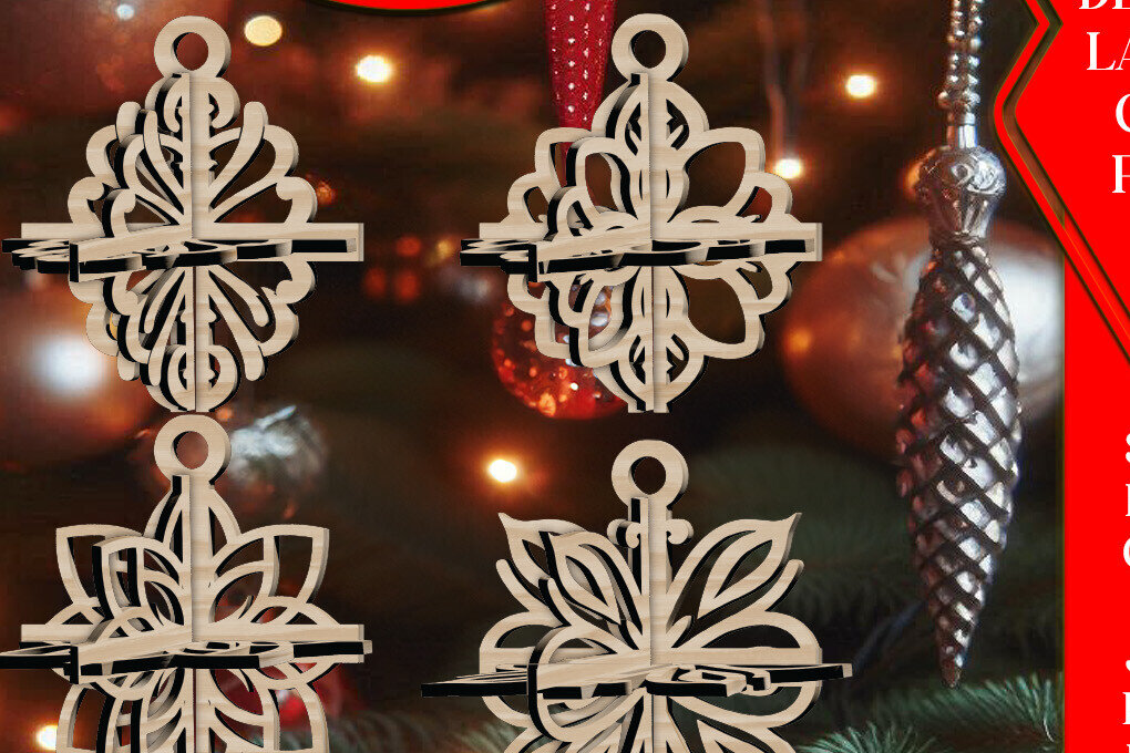 Intra απο ξύλο plywood 3mm-4mm πάχος 3D Χριστουγεννιάτικο 4Balls V23 Δίασταση 1x1 cm INTRAFABR-109318689