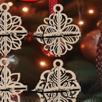 Intra απο ξύλο plywood 3mm-4mm πάχος 3D Χριστουγεννιάτικο 4Balls V24 Δίασταση 1x1 cm INTRAFABR-109318832 - Image 1