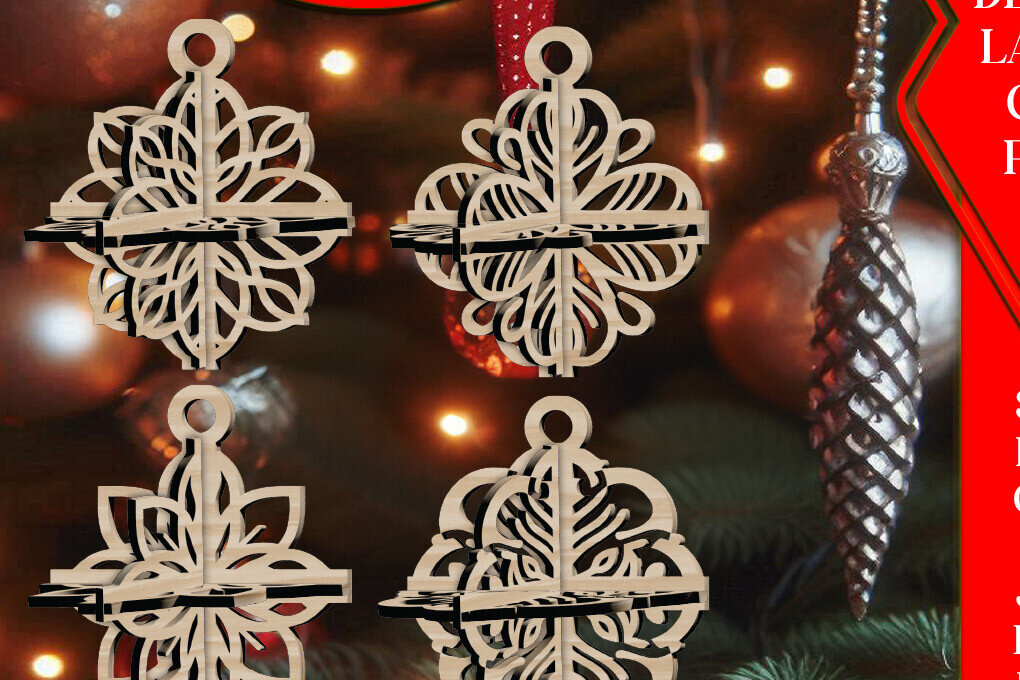 Intra απο ξύλο plywood 3mm-4mm πάχος 3D Χριστουγεννιάτικο 4Balls V24 Δίασταση 1x1 cm INTRAFABR-109318832