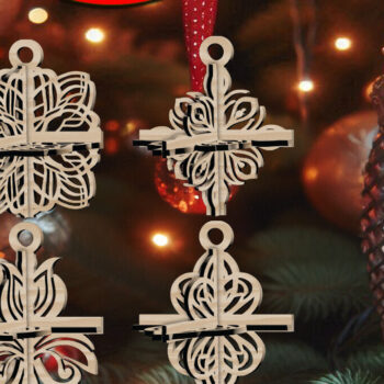 Intra απο ξύλο plywood 3mm-4mm πάχος 3D Χριστουγεννιάτικο 4Balls V25 Δίασταση 1x1 cm INTRAFABR-109319023 - Image 1