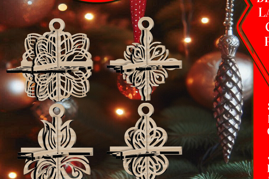 Intra απο ξύλο plywood 3mm-4mm πάχος 3D Χριστουγεννιάτικο 4Balls V25 Δίασταση 1x1 cm INTRAFABR-109319023