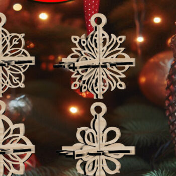 Intra απο ξύλο plywood 3mm-4mm πάχος 3D Χριστουγεννιάτικο 4Balls V26 Δίασταση 1x1 cm INTRAFABR-109319173 - Image 1