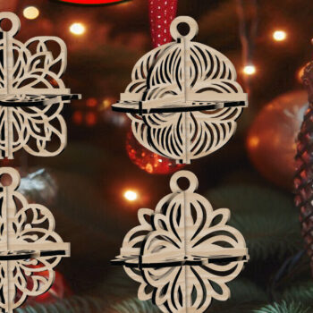 Intra απο ξύλο plywood 3mm-4mm πάχος 3D Χριστουγεννιάτικο 4Balls V27 Δίασταση 1x1 cm INTRAFABR-109319317 - Image 1