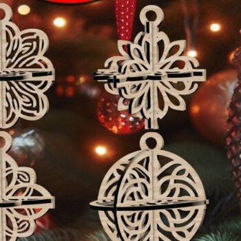 Intra απο ξύλο plywood 3mm-4mm πάχος 3D Χριστουγεννιάτικο 4Balls V28 Δίασταση 1x1 cm INTRAFABR-109319429 - Image 1