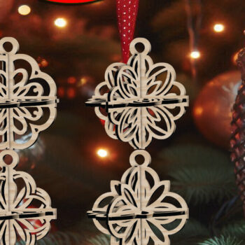 Intra απο ξύλο plywood 3mm-4mm πάχος 3D Χριστουγεννιάτικο 4Balls V29 Δίασταση 1x1 cm INTRAFABR-109319538 - Image 1