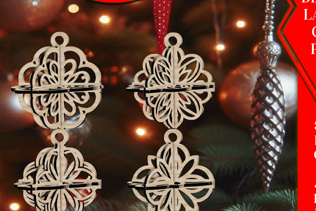 Intra απο ξύλο plywood 3mm-4mm πάχος 3D Χριστουγεννιάτικο 4Balls V29 Δίασταση 1x1 cm INTRAFABR-109319538