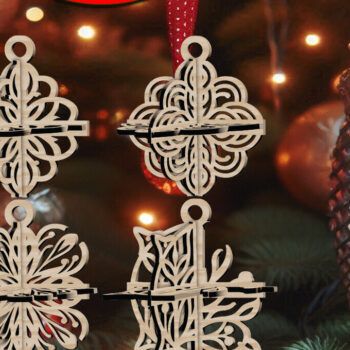 Intra απο ξύλο plywood 3mm-4mm πάχος 3D Χριστουγεννιάτικο 4Balls V31 Δίασταση 1x1 cm INTRAFABR-109319771 - Image 1