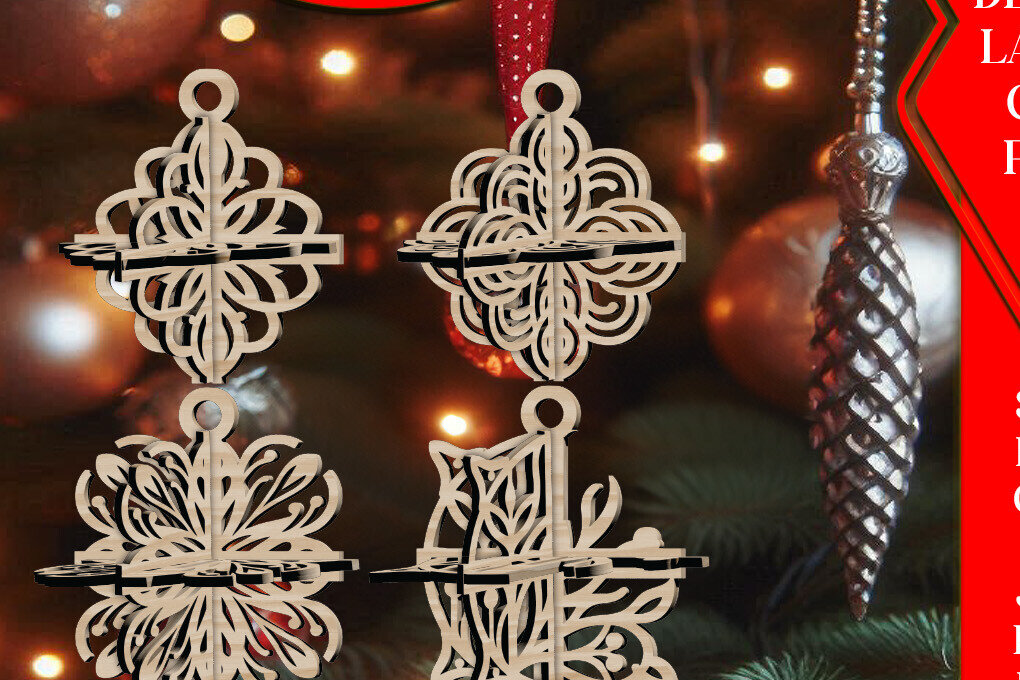 Intra απο ξύλο plywood 3mm-4mm πάχος 3D Χριστουγεννιάτικο 4Balls V31 Δίασταση 1x1 cm INTRAFABR-109319771