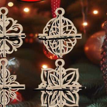 Intra απο ξύλο plywood 3mm-4mm πάχος 3D Χριστουγεννιάτικο 4Balls V32 Δίασταση 1x1 cm INTRAFABR-109319870 - Image 1