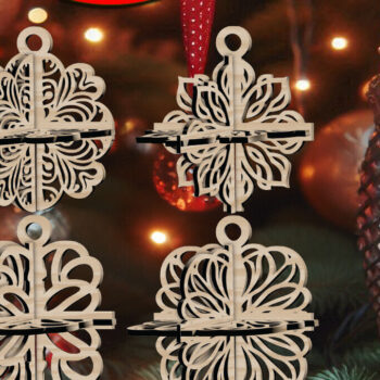 Intra απο ξύλο plywood 3mm-4mm πάχος 3D Χριστουγεννιάτικο 4Balls V33 Δίασταση 1x1 cm INTRAFABR-109319976 - Image 1