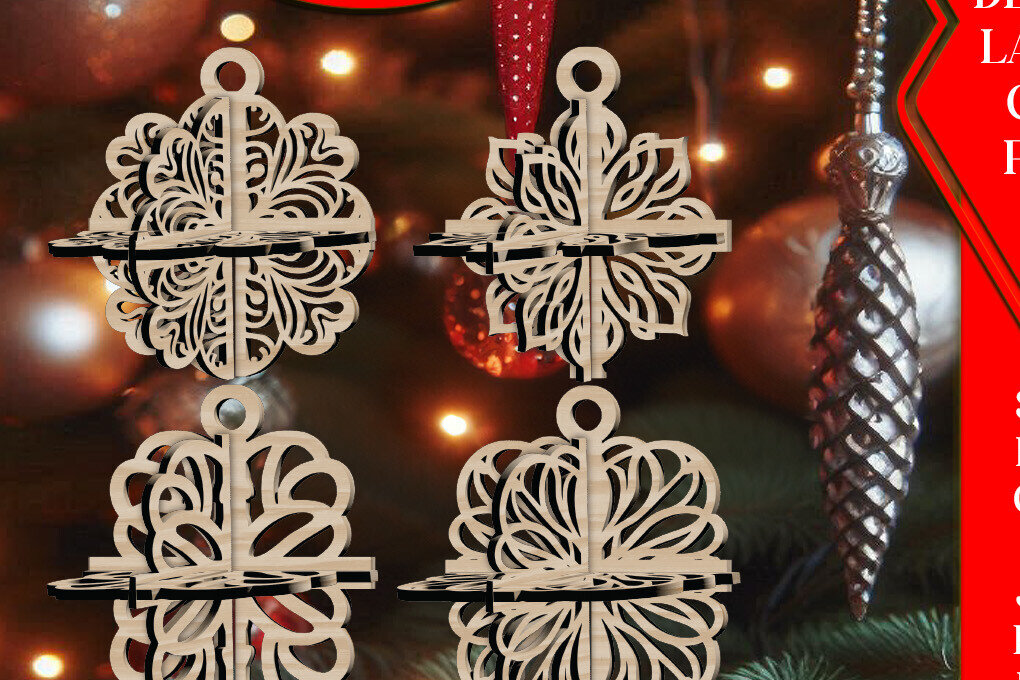 Intra απο ξύλο plywood 3mm-4mm πάχος 3D Χριστουγεννιάτικο 4Balls V33 Δίασταση 1x1 cm INTRAFABR-109319976