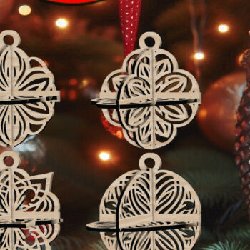 Intra απο ξύλο plywood 3mm-4mm πάχος 3D Χριστουγεννιάτικο 4Balls V34 Δίασταση 1x1 cm INTRAFABR-109320190 - Image 1