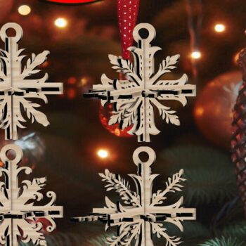 Intra απο ξύλο plywood 3mm-4mm πάχος 3D Χριστουγεννιάτικο 4Balls V35 Δίασταση 1x1 cm INTRAFABR-109320268 - Image 1