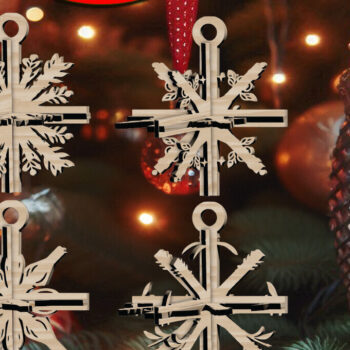 Intra απο ξύλο plywood 3mm-4mm πάχος 3D Χριστουγεννιάτικο 4Balls V37 Δίασταση 1x1 cm INTRAFABR-109320434 - Image 1