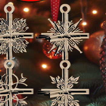 Intra απο ξύλο plywood 3mm-4mm πάχος 3D Χριστουγεννιάτικο 4Balls V39 Δίασταση 1x1 cm INTRAFABR-109320649 - Image 1