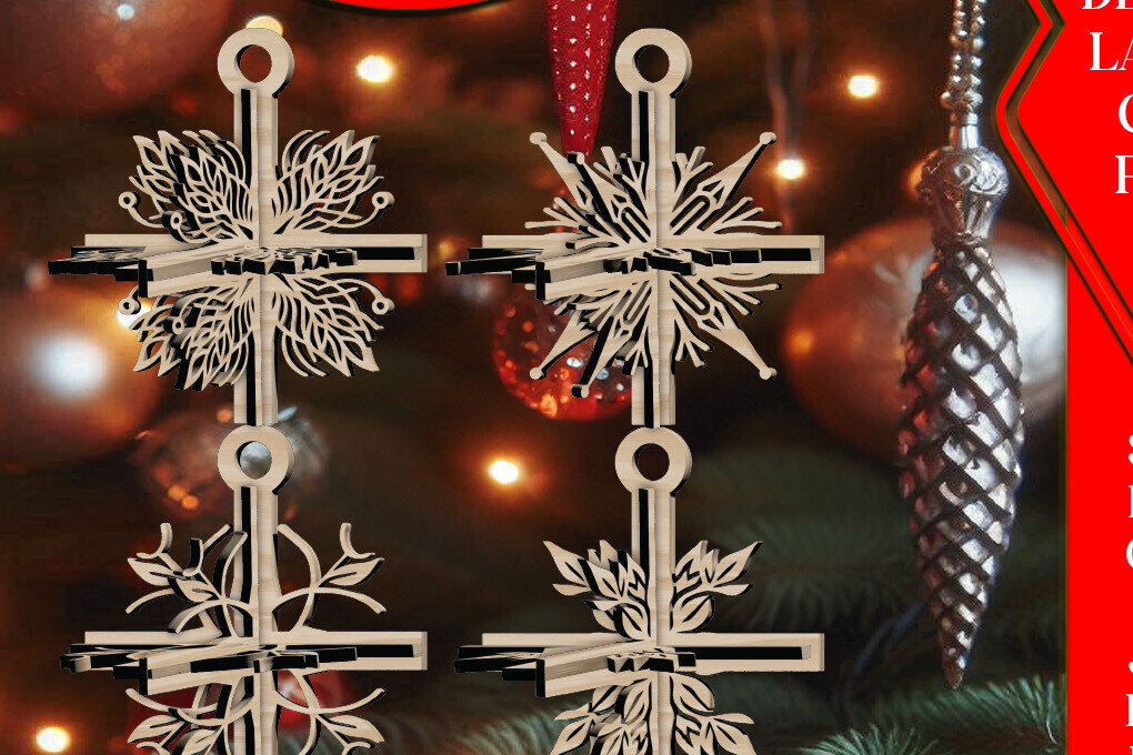 Intra απο ξύλο plywood 3mm-4mm πάχος 3D Χριστουγεννιάτικο 4Balls V39 Δίασταση 1x1 cm INTRAFABR-109320649