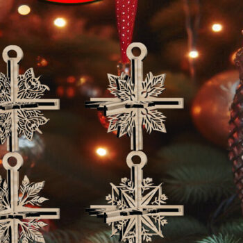 Intra απο ξύλο plywood 3mm-4mm πάχος 3D Χριστουγεννιάτικο 4Balls V41 Δίασταση 1x1 cm INTRAFABR-109320881 - Image 1