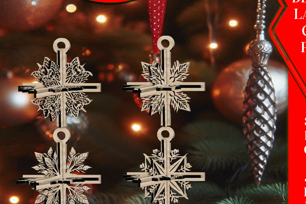 Intra απο ξύλο plywood 3mm-4mm πάχος 3D Χριστουγεννιάτικο 4Balls V41 Δίασταση 1x1 cm INTRAFABR-109320881