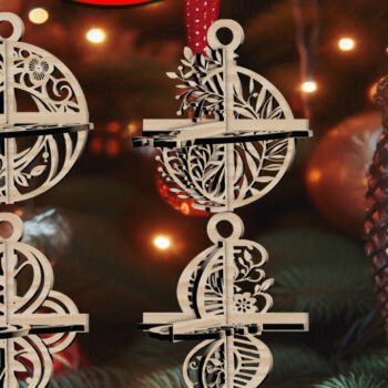 Intra απο ξύλο plywood 3mm-4mm πάχος 3D Χριστουγεννιάτικο 4Balls V42 Δίασταση 1x1 cm INTRAFABR-109321004 - Image 1