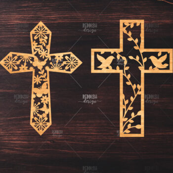 Intra απο ξύλο plywood 3mm-4mm πάχος 4 Christian Cross Silhouette, Δίασταση 15x15 cm INTRAFABR-119063504 - Image 1
